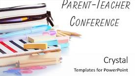  Presentation with teacher parent - PPT theme enhanced with stationary with text parent-teacher background and a white colored foreground