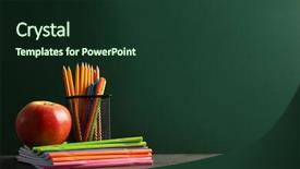  Presentation with chalkboard - Beautiful slide deck featuring science new year - stationery and apple on chalkboard backdrop and a tawny brown colored foreground