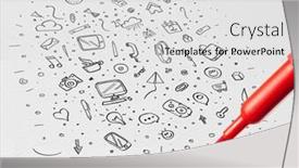  Presentation with office - Amazing presentation theme having stationery drawing office symbols and icons concept backdrop and a light gray colored foreground