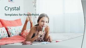  Presentation with teen girl - PPT theme consisting of stationery free - 10-12 years old pre teen background and a sky blue colored foreground