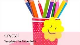  Presentation with yellow paper - Slides enhanced with stationery isolated on white background and a coral colored foreground