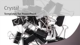  Presentation with binder - Slides enhanced with stationery-metal-binder-clips-isolated background and a light gray colored foreground