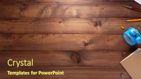  Presentation with school - PPT theme enhanced with stationery-or-school-supplies background and a tawny brown colored foreground