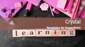  Presentation with learning - PPT theme with stationery set on blackboard background and a coral colored foreground