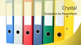  Presentation with bright white - Presentation design consisting of stationery store - bright office folders isolated background and a blonde colored foreground