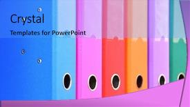  Presentation with files - Cool new PPT theme with stationery store - files on the shelf backdrop and a  colored foreground