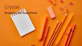  Presentation with orange - Amazing theme having stationery-supplies-macro-view-orange backdrop and a gold colored foreground