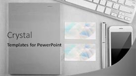  Presentation with smart light - PPT theme consisting of stationery with business cards computer and smart-phone on light table background and a light gray colored foreground