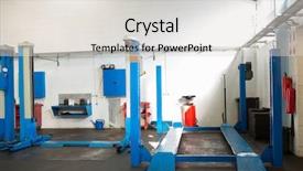  Presentation with garage car - Colorful PPT theme enhanced with stations at the repair garage backdrop and a  colored foreground