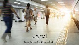  Presentation with motion - Presentation theme consisting of stations groups people - motion blurred commuters walking background and a soft green colored foreground