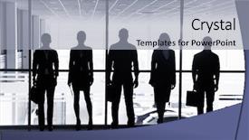  Presentation with bullseye center goal success business - Beautiful slide set featuring stations groups people - several silhouettes of businesspeople interacting backdrop and a light gray colored foreground