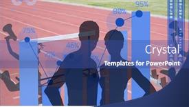  Presentation with sports field - Beautiful slide deck featuring statistical-data-processing-over-silhouette backdrop and a ocean colored foreground