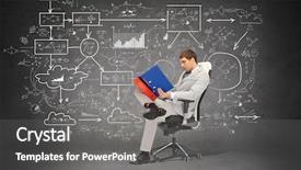  Presentation with office chair - PPT theme having management statistics - business and office concept background and a  colored foreground