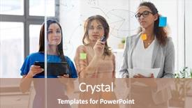  Presentation with team planning - Audience pleasing presentation design consisting of statistics - business startup planning and people backdrop and a coral colored foreground