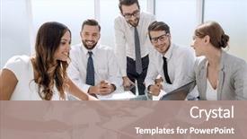  Presentation with team work - Amazing presentation theme having statistics - business team uses a laptop backdrop and a coral colored foreground