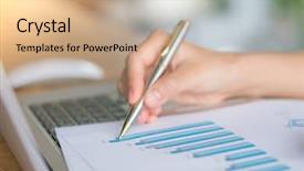  Presentation with statistics - Beautiful PPT layouts featuring statistics - business woman hand with financial backdrop and a coral colored foreground