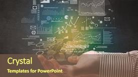  Presentation with hovering - Amazing theme having statistics - demographic related charts diagrams backdrop and a tawny brown colored foreground