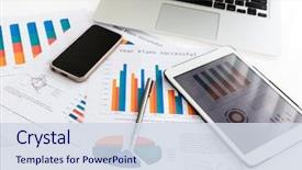  Presentation with sports table tennis two ping - Colorful theme enhanced with statistics - financial charts on the table backdrop and a sky blue colored foreground