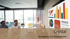  Presentation with graphic - Slide deck with statistics - graphic image of business presentation background and a coral colored foreground