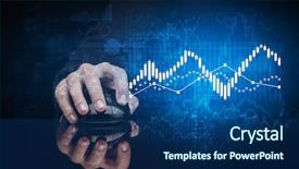  Presentation with statistics - Presentation enhanced with statistics - hand using wireless mouse background and a navy blue colored foreground