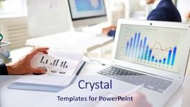  Presentation with statistic - Amazing presentation theme having statistics - open plan office wrapped up backdrop and a sky blue colored foreground