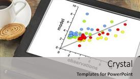  Presentation with digital statistics - Amazing slide deck having statistics analysis - correlation scatter graph of model backdrop and a light gray colored foreground