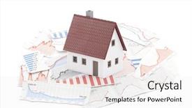  Presentation with newspaper - Beautiful slides featuring statistics analysis - small house on newspaper charts backdrop and a white colored foreground