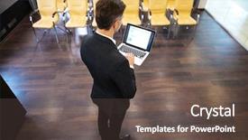  Presentation with statistics - Audience pleasing PPT layouts consisting of statistics classroom - back view of businessman standing backdrop and a dark gray colored foreground