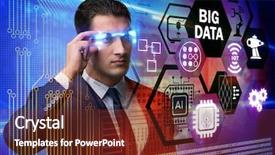  Presentation with data - Presentation featuring statistics computer engineering - big data modern computing concept background and a tawny brown colored foreground