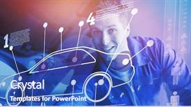  Presentation with computer engineering - Amazing PPT layouts having statistics computer engineering - portrait of mechanic reparing car backdrop and a cobalt blue colored foreground