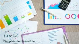  Presentation with table grape - Cool new PPT layouts with statistics flat - documents with graphs and charts backdrop and a  colored foreground