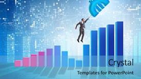  Presentation with statistics - Cool new slide deck with statistics free - businessman flying on euro sign backdrop and a light blue colored foreground