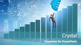  Presentation with euro - Theme having statistics free - businessman flying on euro sign background and a teal colored foreground