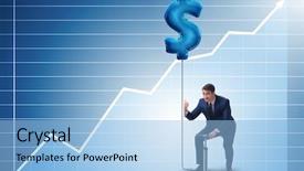  Presentation with business growth dollar - Presentation theme enhanced with statistics free - businessman pumping dollar sign background and a light blue colored foreground