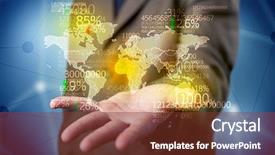  Presentation with analytics - Beautiful presentation theme featuring statistics in front of blue backdrop and a tawny brown colored foreground