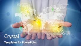  Presentation with world map - Audience pleasing slide set consisting of statistics in front of blue backdrop and a ocean colored foreground