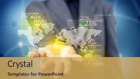  Presentation with world map - PPT layouts having statistics in front of blue background and a yellow colored foreground