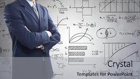  Presentation with math - Presentation consisting of statistics maths - businessman in front of math background and a light gray colored foreground