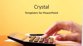  Presentation with calculator - Presentation theme having statistics maths - fingers and calculator background and a white colored foreground