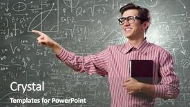  Presentation with elegant man in glasses optics - PPT theme having statistics maths - young funny man in glasses background and a dark gray colored foreground