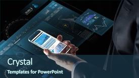  Presentation with transparent screen - Amazing PPT layouts having statistics people and future technology backdrop and a ocean colored foreground