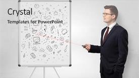  Presentation with pointer - Slides featuring statistics teacher - professor with laser pointer teaching background and a  colored foreground