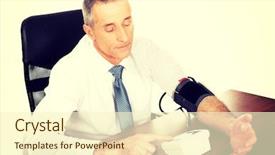  Presentation with measuring blood pressure in haitian - Beautiful slide deck featuring statistik vital - above view businessman measuring blood backdrop and a cream colored foreground