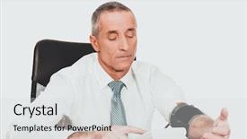  Presentation with blood pressure - Cool new slide deck with statistik vital - mature businessman measuring blood pressure backdrop and a  colored foreground