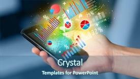  Presentation with smartphone - Slides consisting of statistique - business man holding smartphone background and a ocean colored foreground