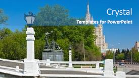  Presentation with skyscraper - Audience pleasing theme consisting of statue-and-skyscraper-on-kudrinskaya backdrop and a teal colored foreground