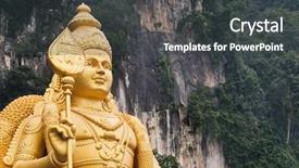  Presentation with malaysia culture - Presentation theme consisting of statue at batu caves malaysia background and a dark gray colored foreground