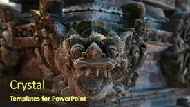  Presentation with bali statue - Colorful PPT theme enhanced with statue-at-the-templ backdrop and a tawny brown colored foreground