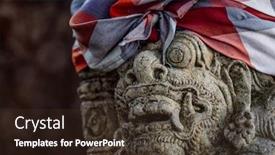 Presentation with bali statue - PPT layouts having statue-at-the-templ background and a tawny brown colored foreground