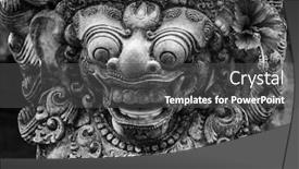  Presentation with bali statue - Slide set consisting of statue-at-the-tirta-gangga background and a dark gray colored foreground
